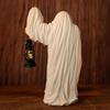Resin Hell Mailman Lantern Decorative Scary Eerie Glow Ghost Figurine with Lantern Halloween Ghost Lantern Table Centerpieces