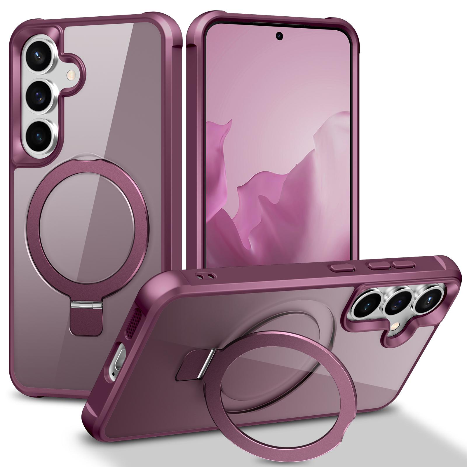 

For Samsung Galaxy S25+/S24+ Magnetic Case Ring Holder Kickstand TPU + PC Phone Cover D