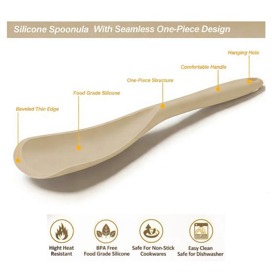 Heat-Resistant Silicone Spatula Seamless Non-Stick Shovel Scratch-Free Kitchen Utensil for Frying Serving Ice Scooping