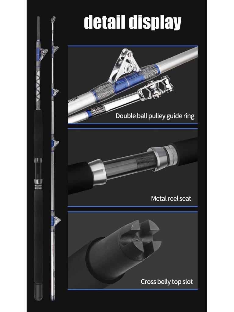 Double Roller Fishing Rod with Metal Reel Seat for Sea Trolling