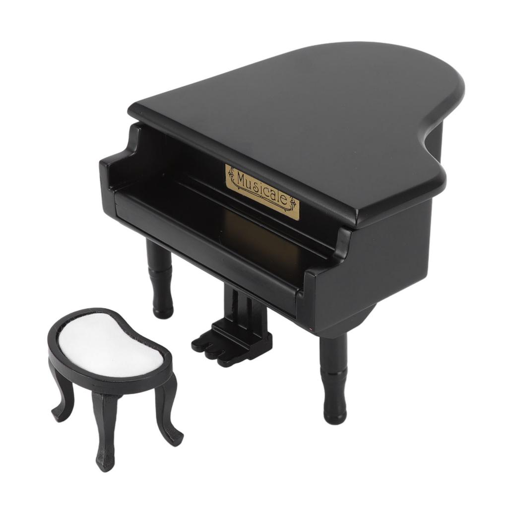 Dollhouse Piano 1:12 Scale Music Box Easy Operation Durable Miniature Piano with Bench for DIY