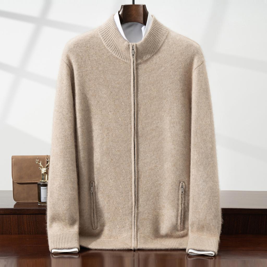 New baby small cashmere air layer cardigan knitted thickened semi-turtleneck sweater wool sweater