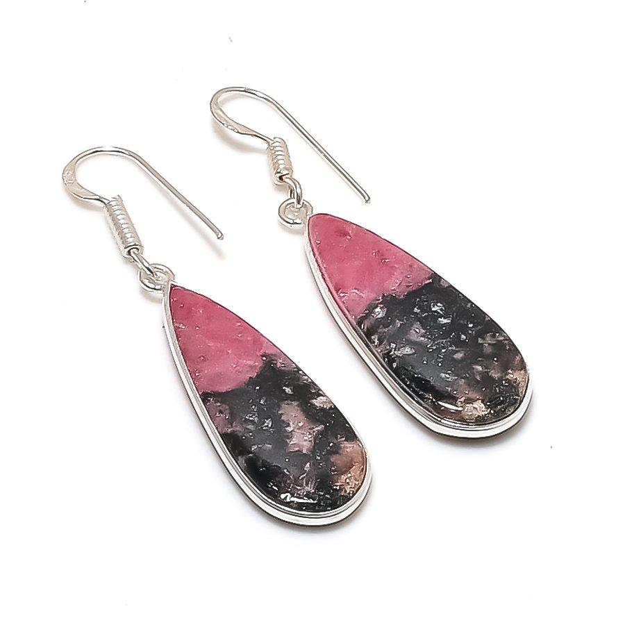 Natural Rhodonite Gemstone 925 Sterling Silver Jewelry Earring 1.85  AE-12332