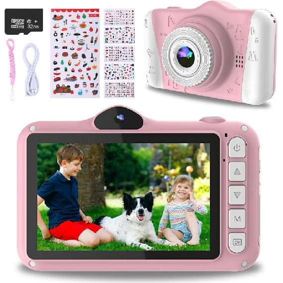Kids Camera, 12MP Children's Camera for Boys and Girls, 1080P Rechargeable Camera for Kids 3-12 Years Old with 32GB TF Card, USB Charging 8X Zoom