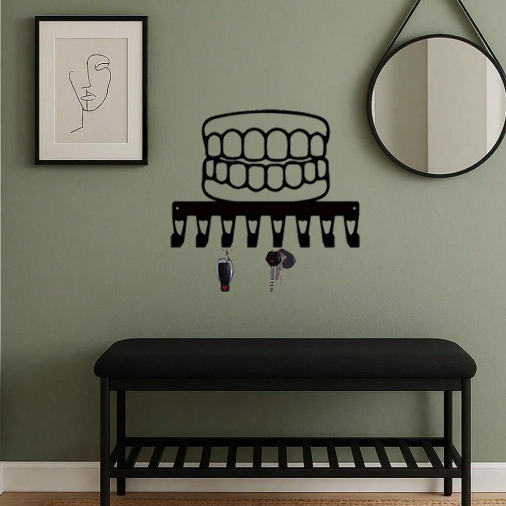 Minimalist Dental Key Holder Wall Hooks Single Piece Metal Wall Art Decor