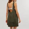 Women's Fashion Corduroy Solid Color Round Neck A Line Vest Dress Pinafore With Pockets