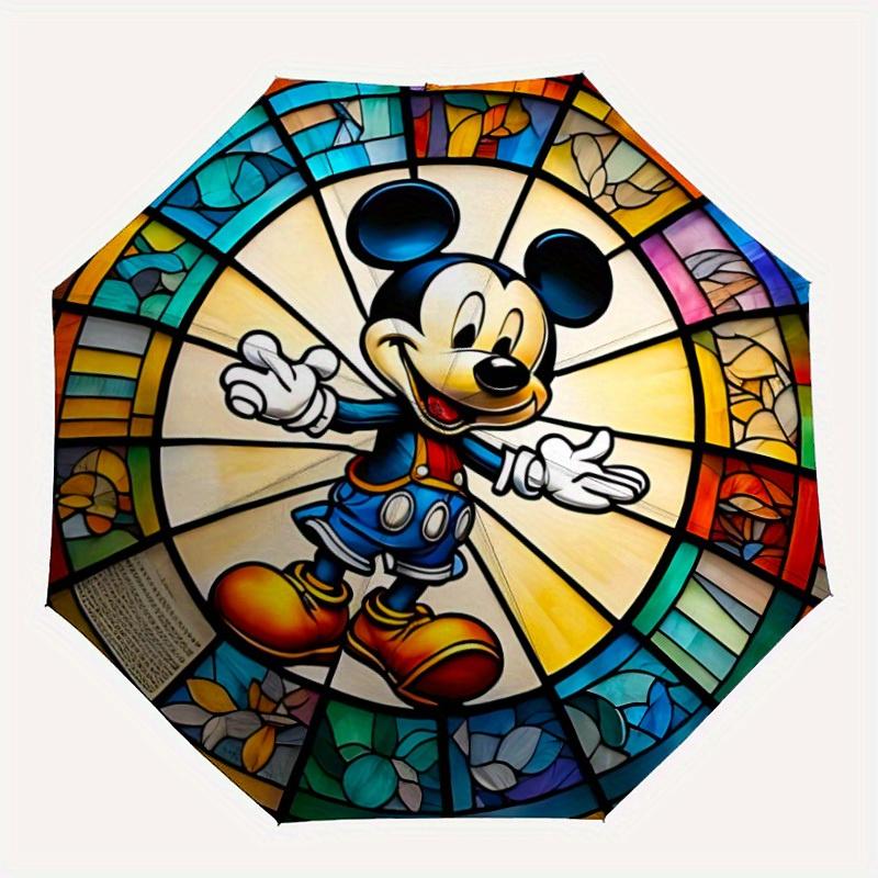 

1pc Stained Glass Mickey Cartoon Automatic Folding Umbrella,Lightweight Design, Fashion Lovers a0819032