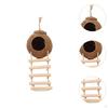 Coconut Bird Hide with Ladder, Hideout, Birds Hut Portable Nest for Budgies Hamster Canary Parrot
