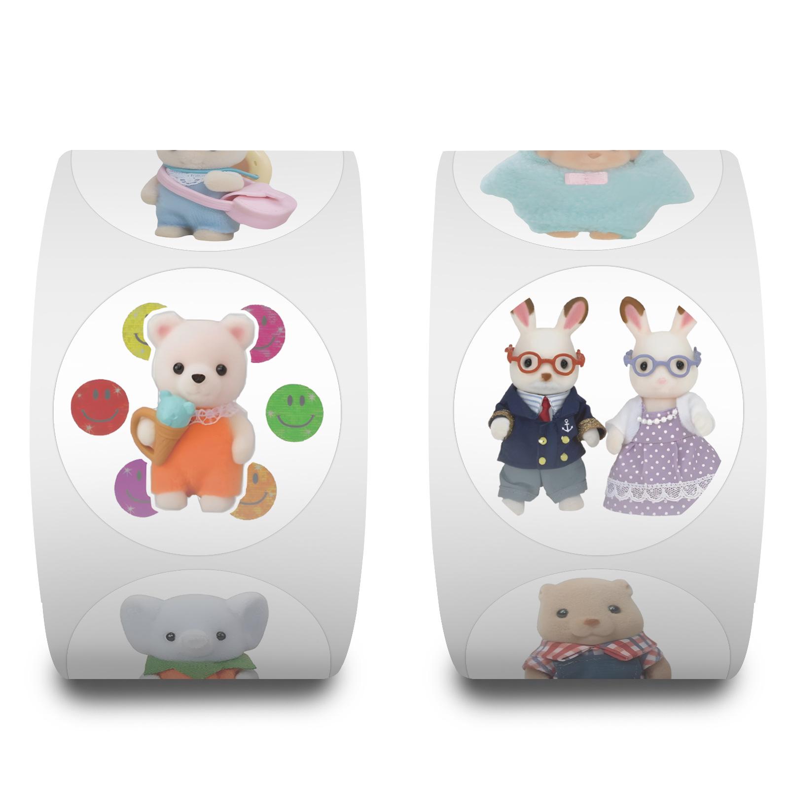 

500 Наклеек/рулон Мультяшные тряпичные куклы Рулонные наклейки Наградные наклейки Креативный блокнот Рулон Рулон Персонализированный скотч