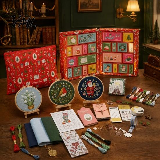 Christmas Cross Stitch Starter Set Advent Calendar, 24 Days Countdown Calendar Embroidery Kit, Box DIY Hand Art Craft Holiday Gifts for Lovers