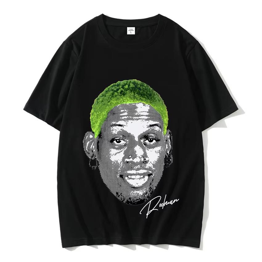 Summer Mens Leisure Basketball Tshirt Oversized Pure Cotton Printed Tshirt Hiphop Style Punk Fashion Bug Dennis Rodman
