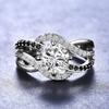 New Unique Black Cubic Zirconia Hollow Out Ring for Women Fashion Female Modern Wedding Jewelry Rings