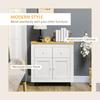 Sideboard Storage Cabinet, Modern Kitchen Cupboard with Double Doors and Drawers for Dining Room, Living Room and Entryway, White