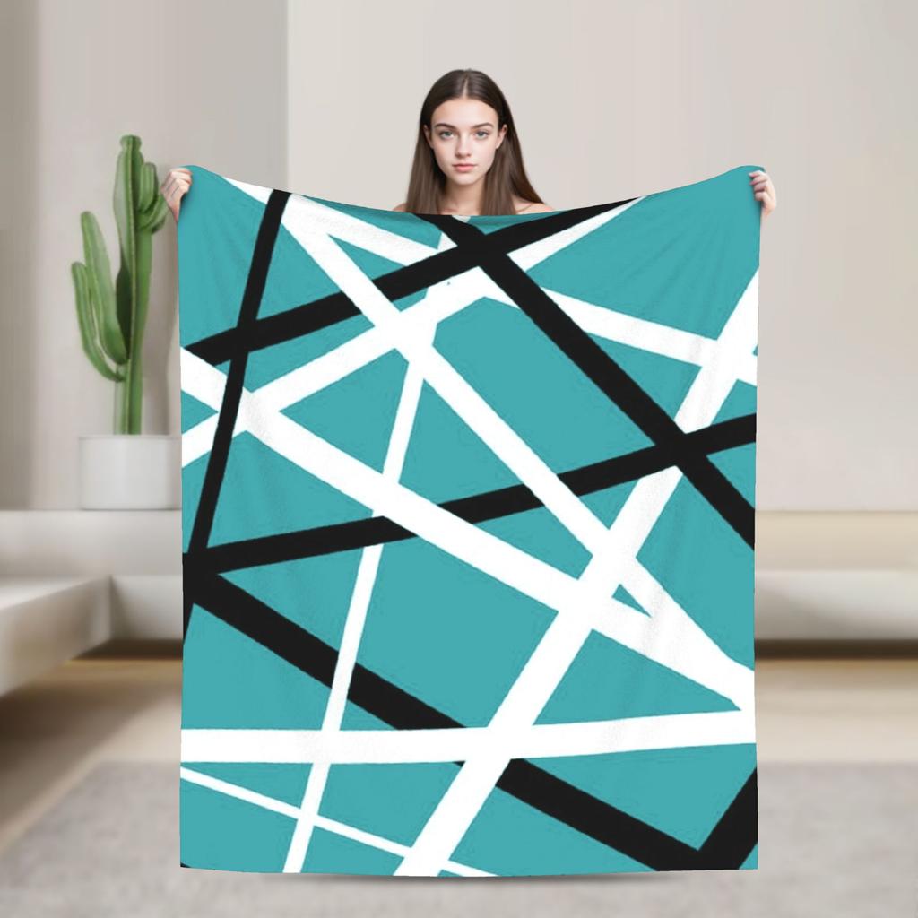 Warm Cozy Blankets Plane Travel Van Halen Blue Rock Stripes Throw Blanket Graphic Bedspread For Sofa Home