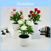 Ornament Artificial Rose Green Potted Plant Bonsai For Home Or Wedding Venue