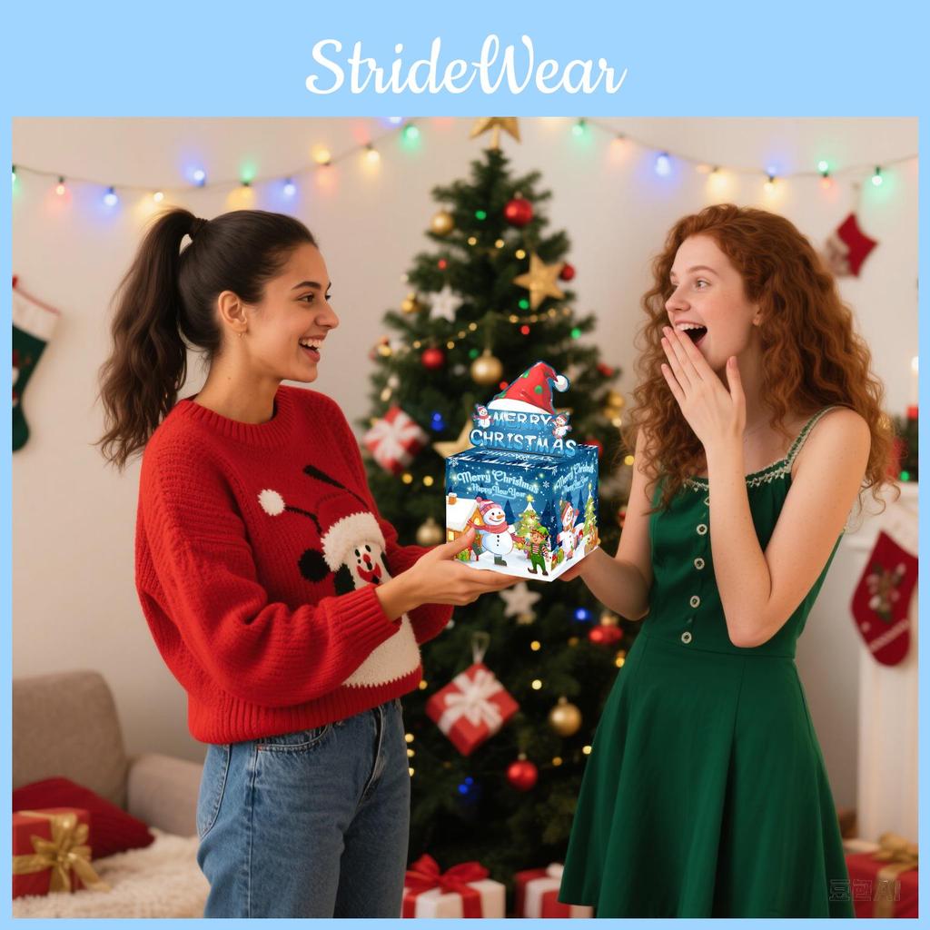 Christmas Blue Snowman Gift Box With Card Holder For Holiday Surprise Present