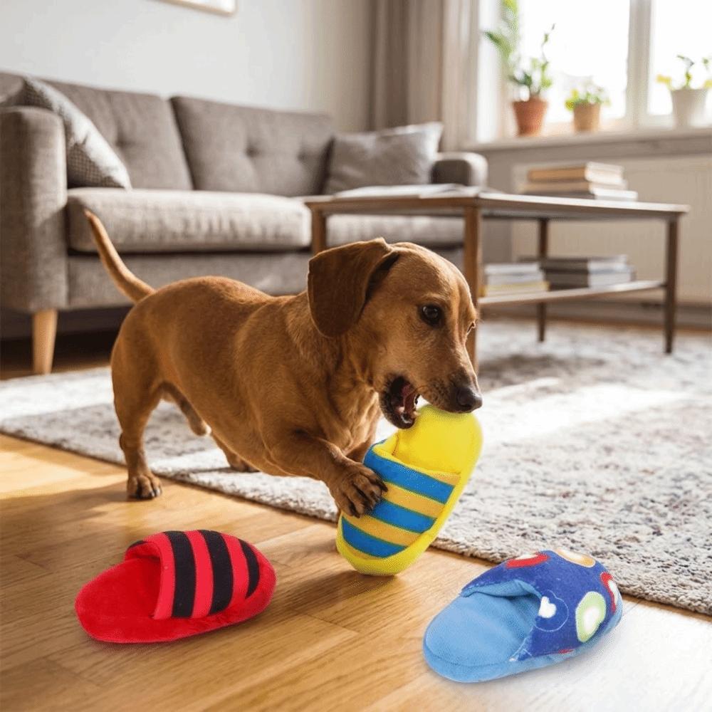 3 Stück Bunte gestreifte Hundeschuhe Spielzeug Weiches Plüsch Hundekau Spielzeug Plüsch Quietschspielzeug Beruhigende Wirkung