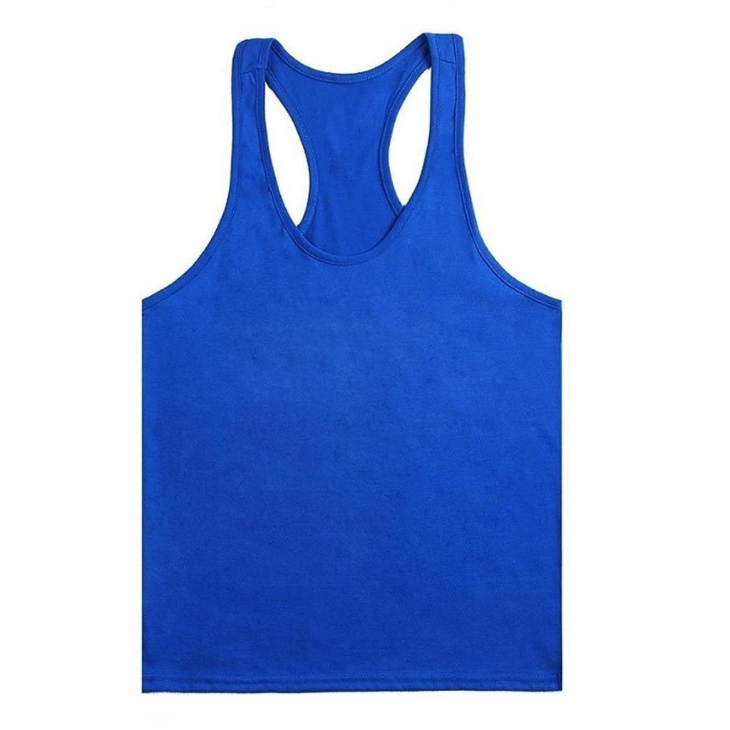 Men's Plus Size Solid Racerback Tank Top - Elastic Cotton Blend for Gym Training