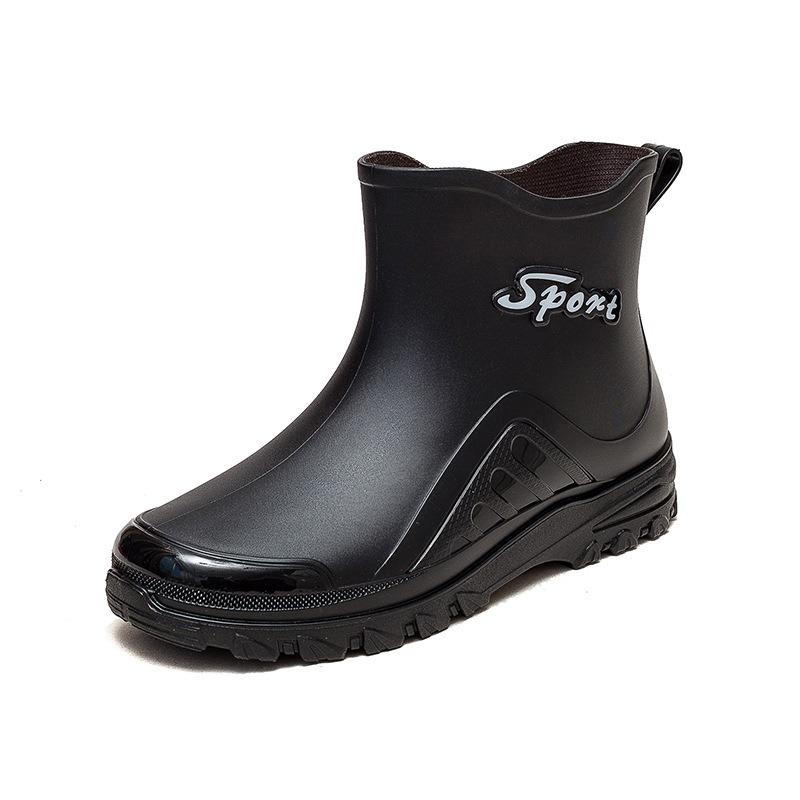 Short rain shoes men's non-slip waterproof shoes men's kitchen rubber shoes construction car wash wear-resistant thick-soled water boots fleece warm
