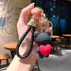 Cartoon Wool Love Woven Bear Pendant Car Key Chain High-End Schoolbag Accessories Couple Keychain
