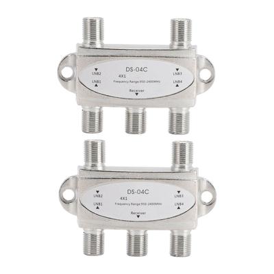 2PCS 4x1 DiSEqC Switch 4 In 1 Out 950 To 2400MHz DiSEqC 1.0 2.0 Satellite Signal Switch Splitter