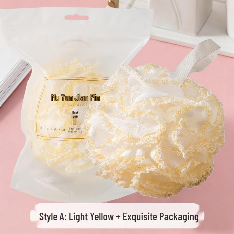 Xiaohongshu Super Soft Lace Bath Sponge - Large, Non-Shedding, Lathering Scrub Ball for Shower