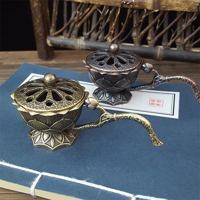 Retro-Räucherofen, klein, Lotus-Handofen mit Abdeckung, ausgehöhlter Sandelholz-Räucherofen, Yoga-Studio, klassische Dekoration