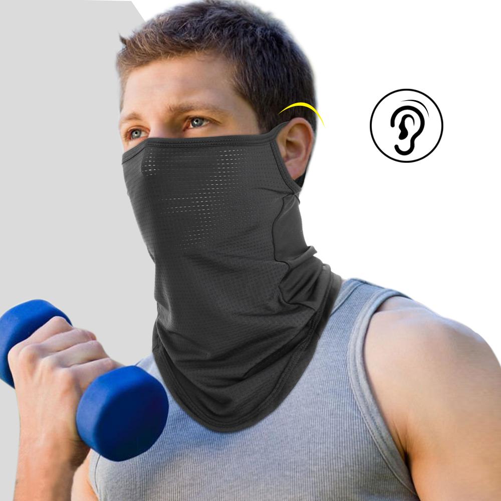 Men Summer Sports Black Mesh Ice Silk Bandana Running Tube Scarf Hiking Ski Fishing Hunting Cycling Snowboard Soft Scarves Women
