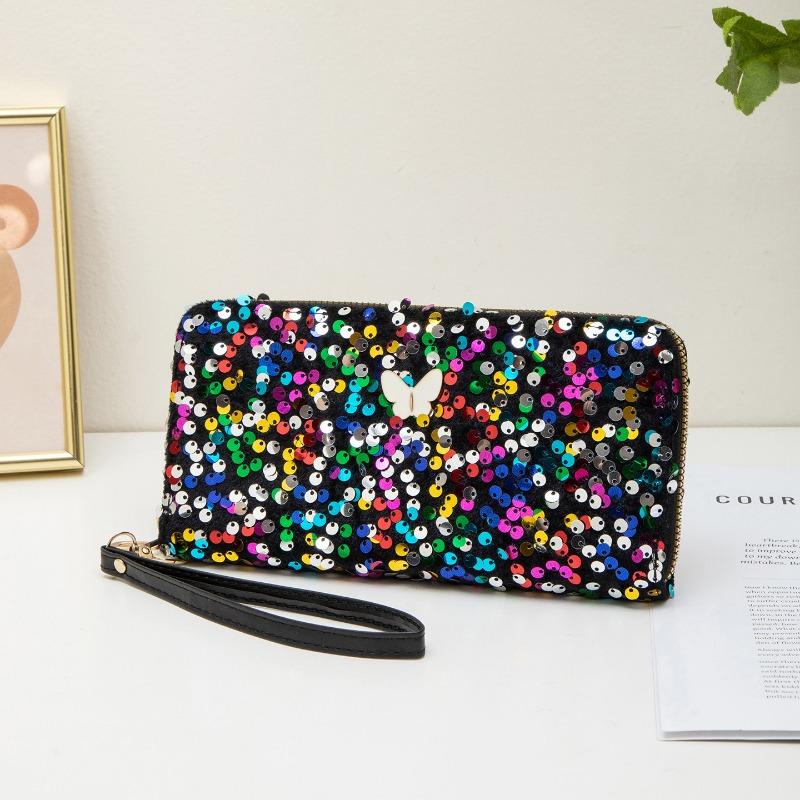 

Длинный кошелек, женская сумка, новый модный и простой кошелек для мелочи, декоративный клатч с бабочкой, одна штука. разноцветный