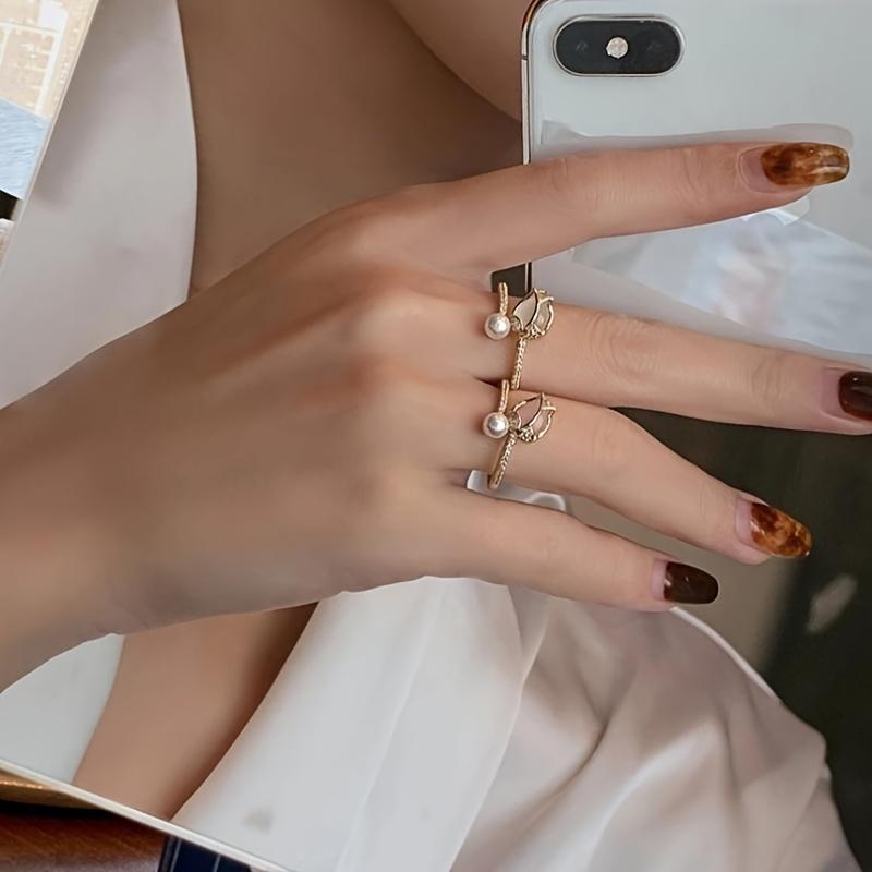 Tulip Bud Ring Fashion Niche Design Ring Ring Finger Jewelry Teenager, for Teenager, For Teenager