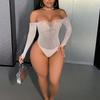 Sexy Long-sleeved Erotic Underwear Hollow White Silk Hot Diamond Mesh Coat
