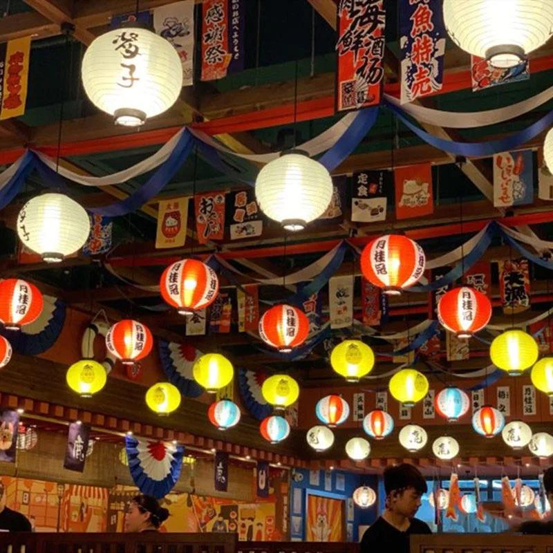 30cm Japanese Izakaya Outdoor Waterproof Decor Lanterns Sake Sushi Lamian Noodles Salmon Cuisine Restaurant Advertising Lantern