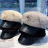 Faux Mink Beret Face Slimming Newsboy Cap Warm Thermal Plush Hat
