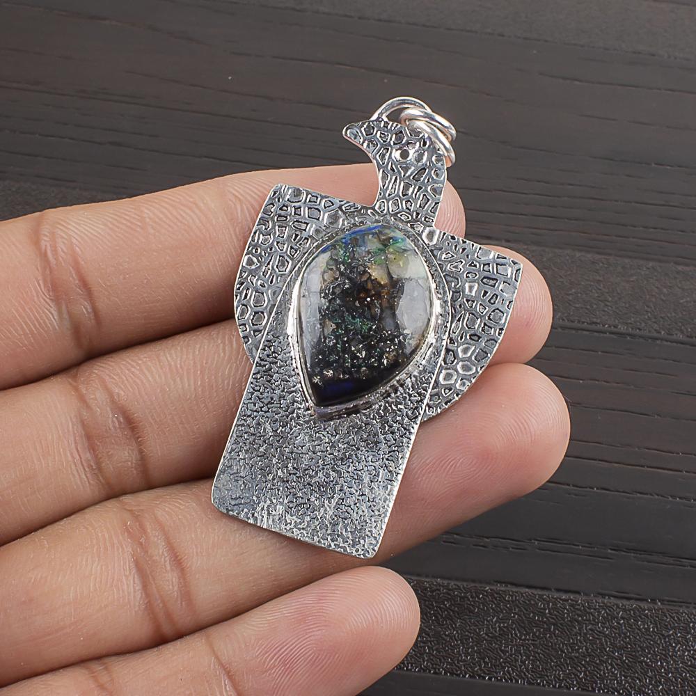 Natural Australian Azurite Gemstone 925 Sterling Silver Jewelry  Pendant 2.07  AJP-2303