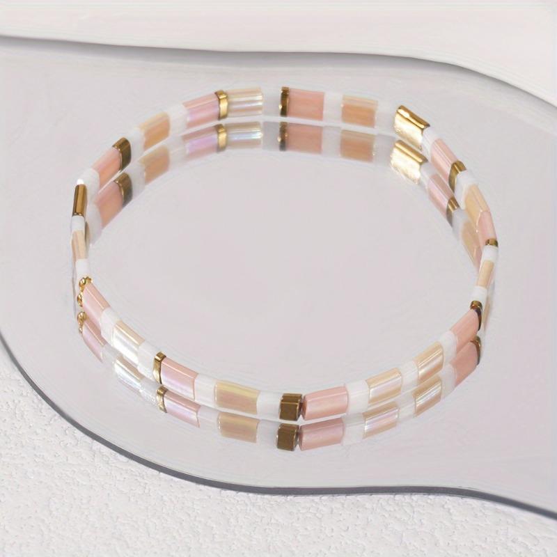 Roze Boho Handgemaakte Kralenarmband, Perfect voor Zomerfeestjes en Dagelijks Gebruik voor Vrouwen