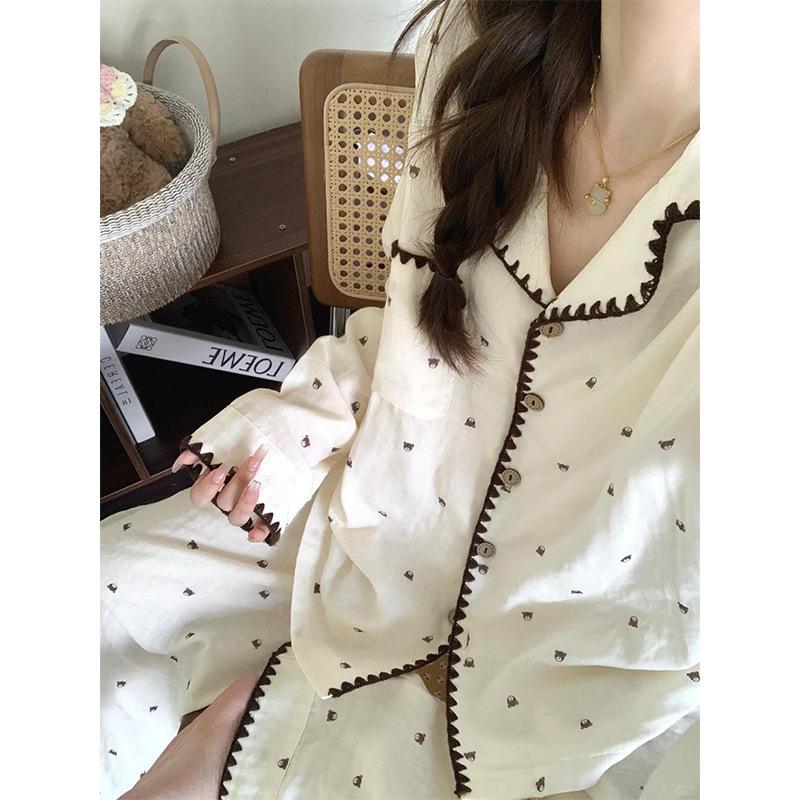 Women's Spring & Autumn Long Sleeve Pajama Set - High-End Style, Wearable Outside, Celebrity Fashion
