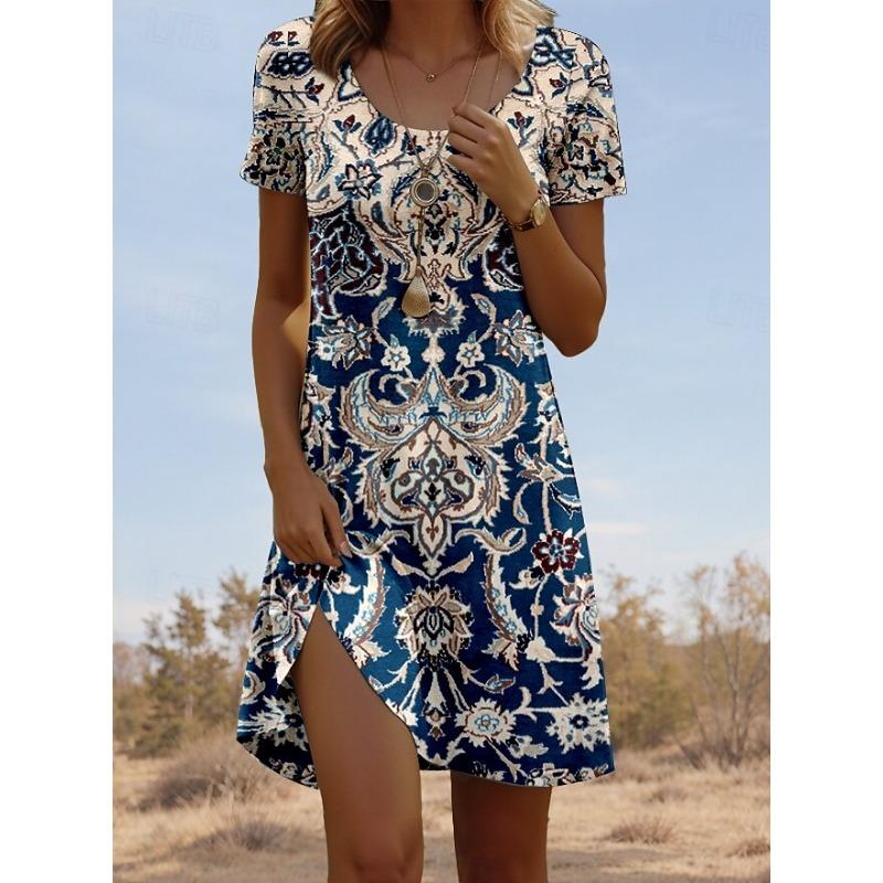 Women's Mini Dress T Shirt Dress Tee Dress A Line Dress Summer Dress Vacation Casual Daily Regular Fit Ombre Graphic Short Sleeve