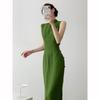 Abito Vintage Naturale Letteratura Arte Quotidiano Migliorato Tempo Libero Qipao Sexy Senza Maniche Spacco in Vita