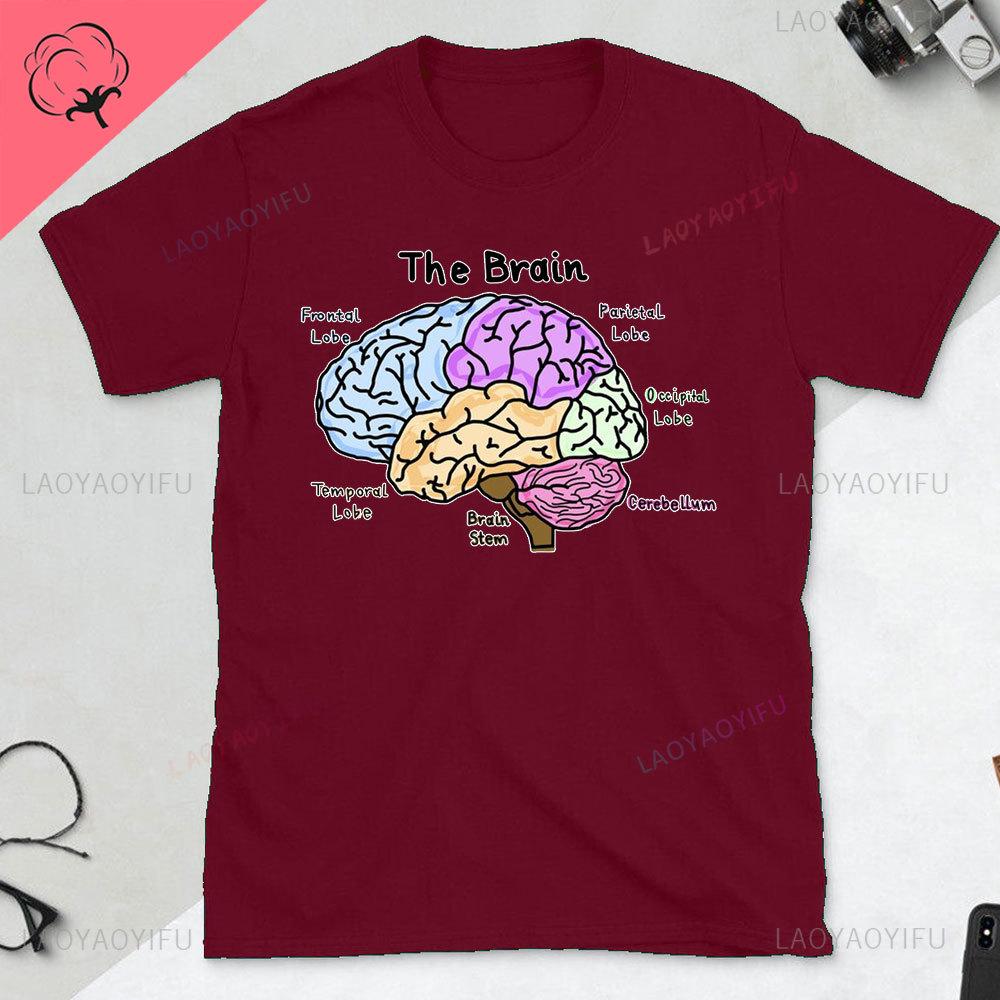 Funny Part of The Brain Color Chart High Quality Tshirt Neurology Print Harajuku Unisex Summer Short Sleeve Gift Tshirt Tops