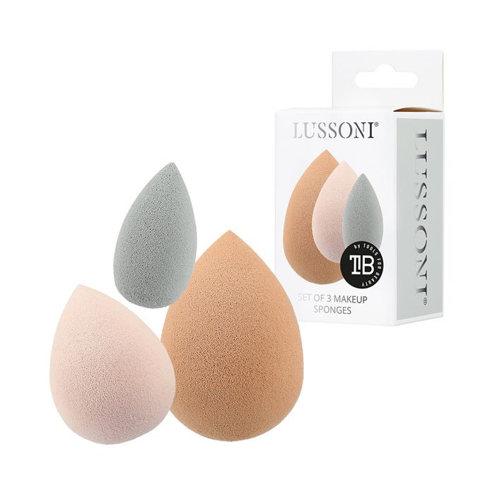Éponges de Maquillage - Lussoni - 3pz - Forme de Goutte - Taille Standard, Moyenne, Mini - Application Facile