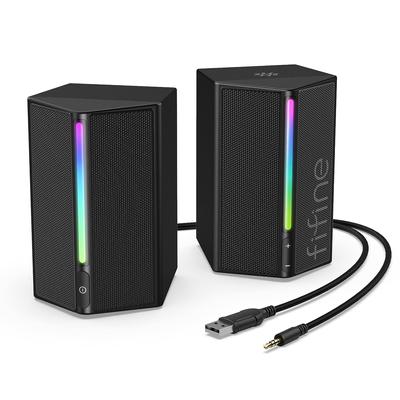 Difuzor de gaming FIFINE Conexiune prin cablu Difuzor stereo Bas puternic RGB Lumină controlabilă Alimentare USB Compatibil cu vizionarea Negru AmpliGame A20 3,5 mm