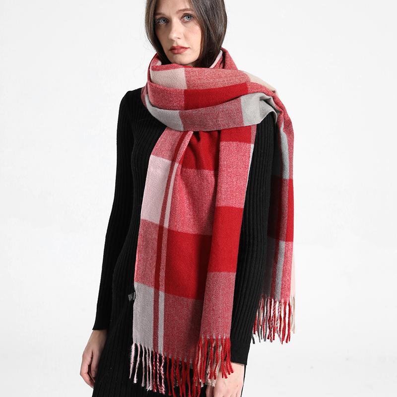 Luxury Plaid Scarf Winter Warm Cashmere Women Long Bandana Pashmina Foulard Female Scarves Tassel Shawl And Wraps  Design