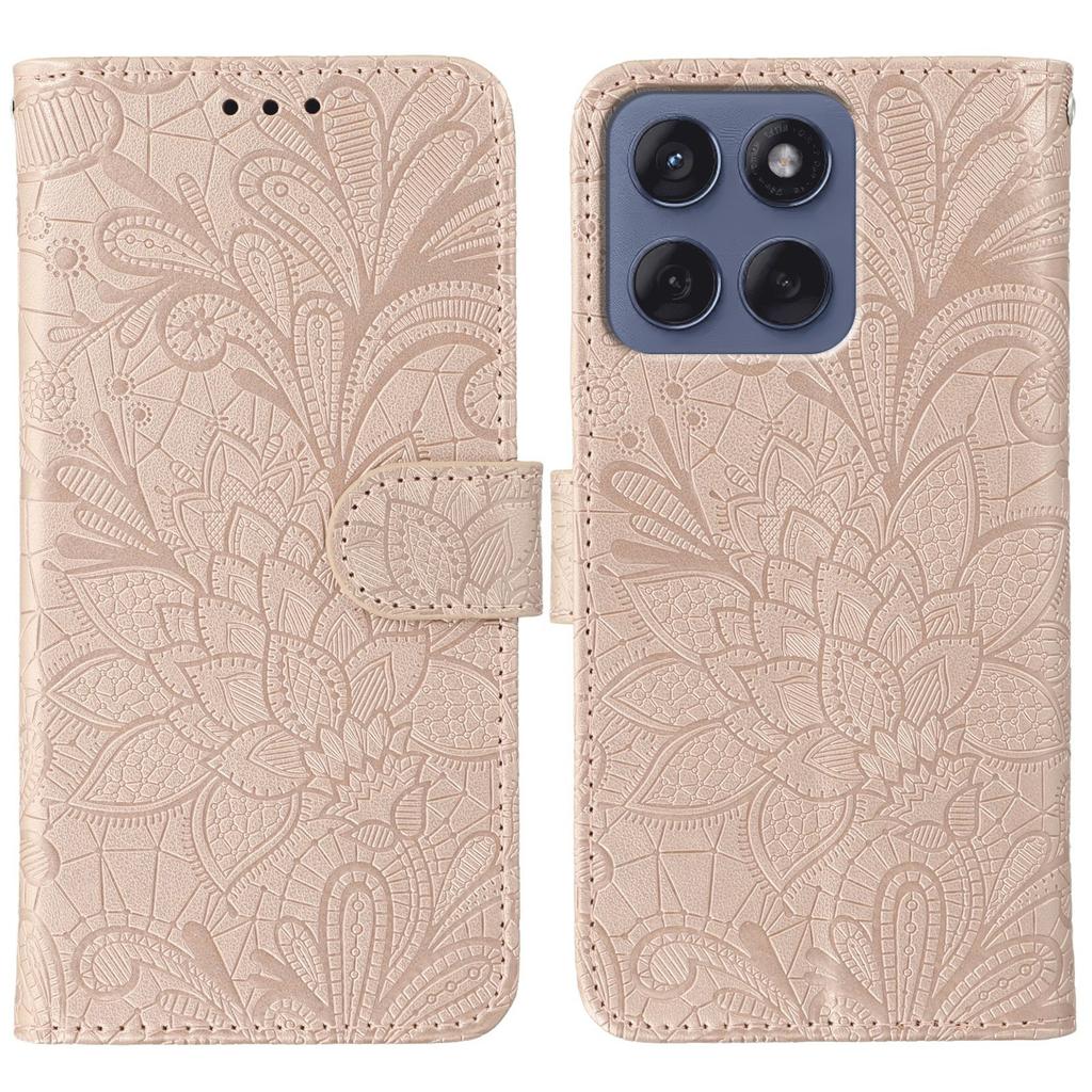 For Motorola Edge 60 5G/60 Fusion 5G Case Lace Flowers PU Leather Flip Wallet Phone Cover