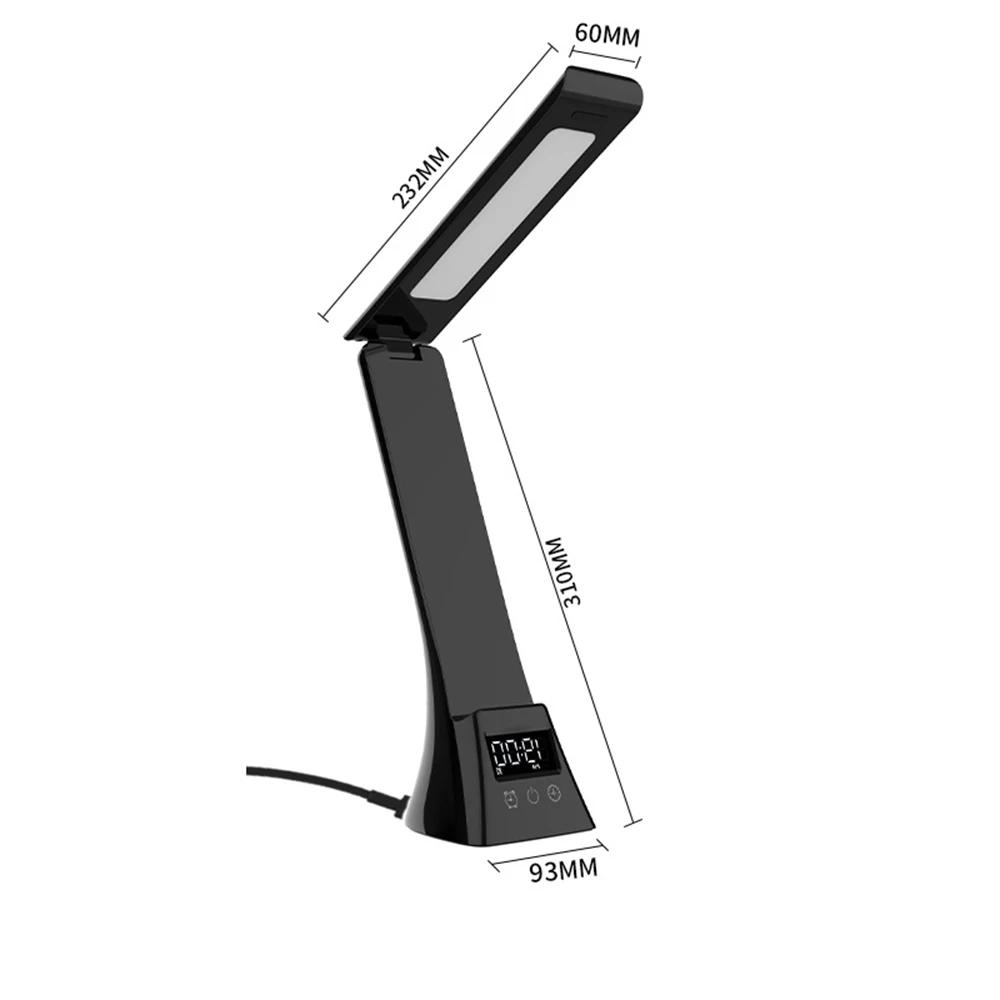 15W Eyes Protection Led Desk Lamp with Wireless Charging Temperature Alarm Clock Dimmable Touch Foldable Lamp Reading Light