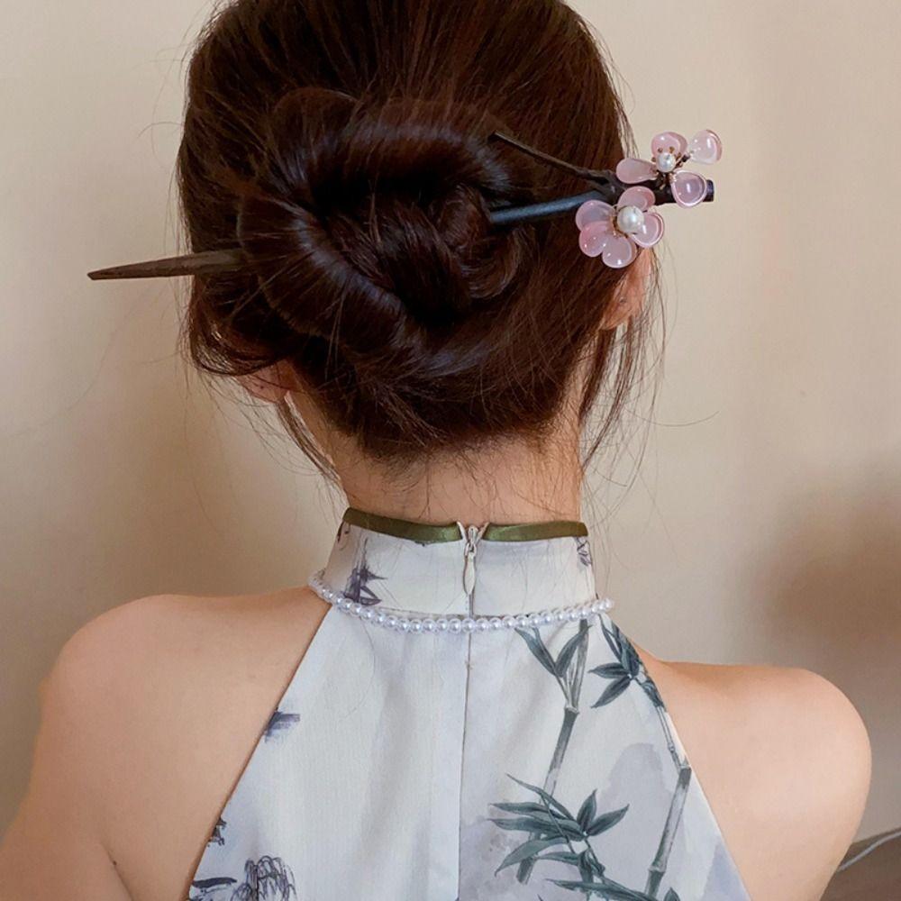 Maple Leaves Hanfu Hair Chopsticks Wooden Flower Hair Fork Chinese Style Hair Stick  Perform