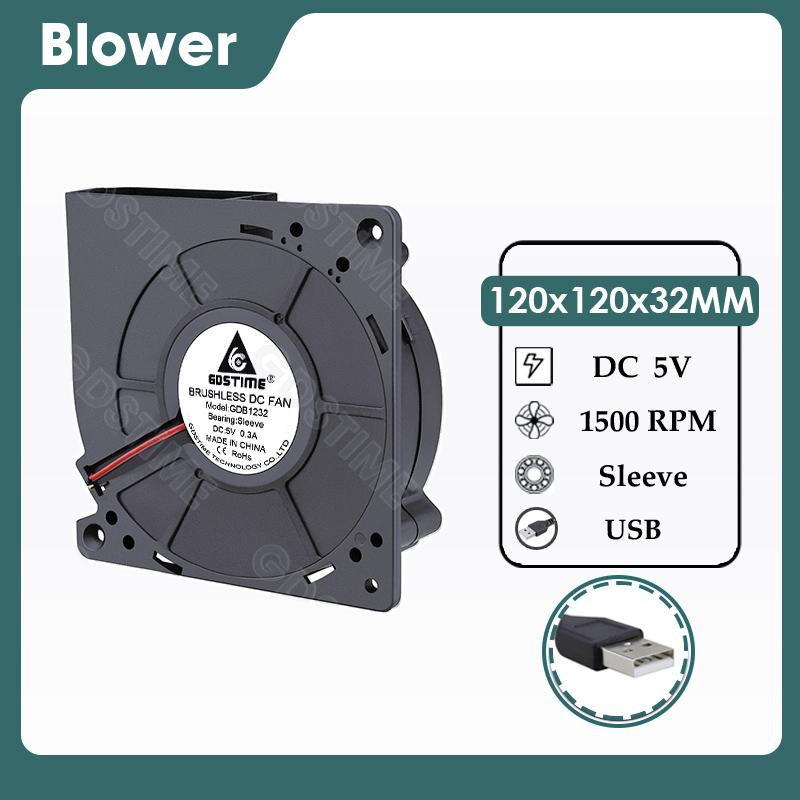 Gdstime 120MM Fan 24V DC Brushless Centrifugal Turbo Blower 120MM*32MM Dual Ball Cooler for BBQ Grill,Industrial Cooling