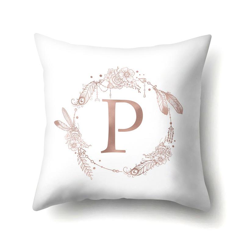 Polyester Pillow Case Home Ins Style Decorative Print Pillow Case 26 English Letter Cushion Cover