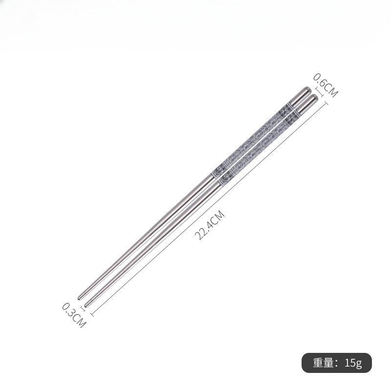 Stainless Steel Chopsticks Non-slip Household Hotel Canteen Full Round Chopsticks Laser Logo Stainless Steel Metal Chopsticks