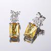 New Simple And Elegant Square Cubic Zirconia Earrings Bling Yellow Cz Dangle  Luxury Women Wedding Engagement Jewelry