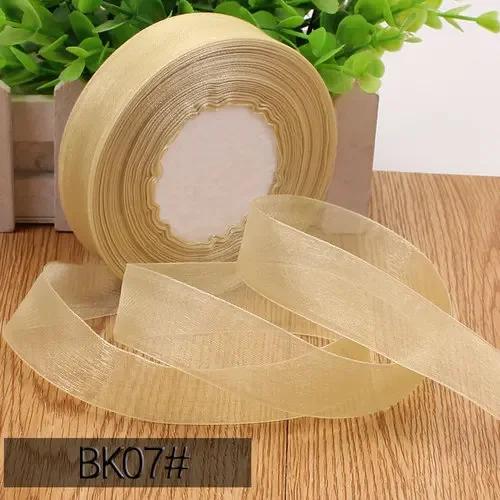 50yards 25mm Organza Chiffon Ribbons Wedding Party Decoration Handmade Ribbon Gift Wrapping Hair Hat Bows DIY Cloth Accessory